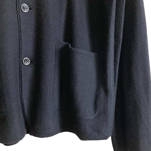 Alex Mill Small Black 100% Merino Wool Collared Cardigan - Picture 3 of 7